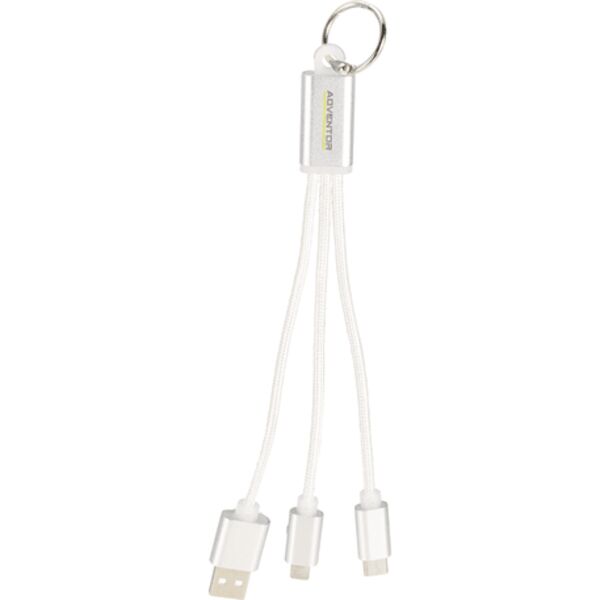 Metal 3-in-1 Charging Cable with Key ring Thumbnail